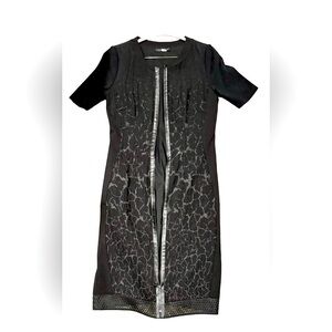 Elie Tahari Women Dress | Black Zip Front Pull-on Short-sleeve Dress | Size:4